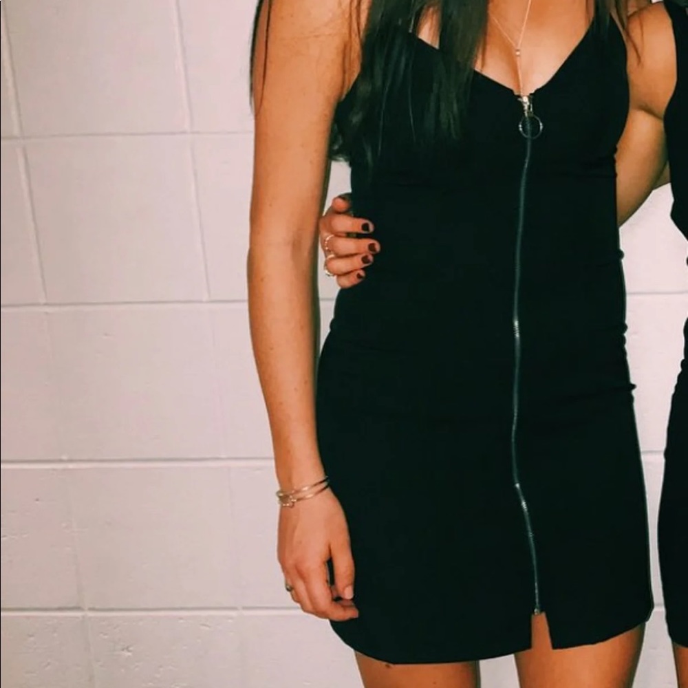 By the way black zip up dress